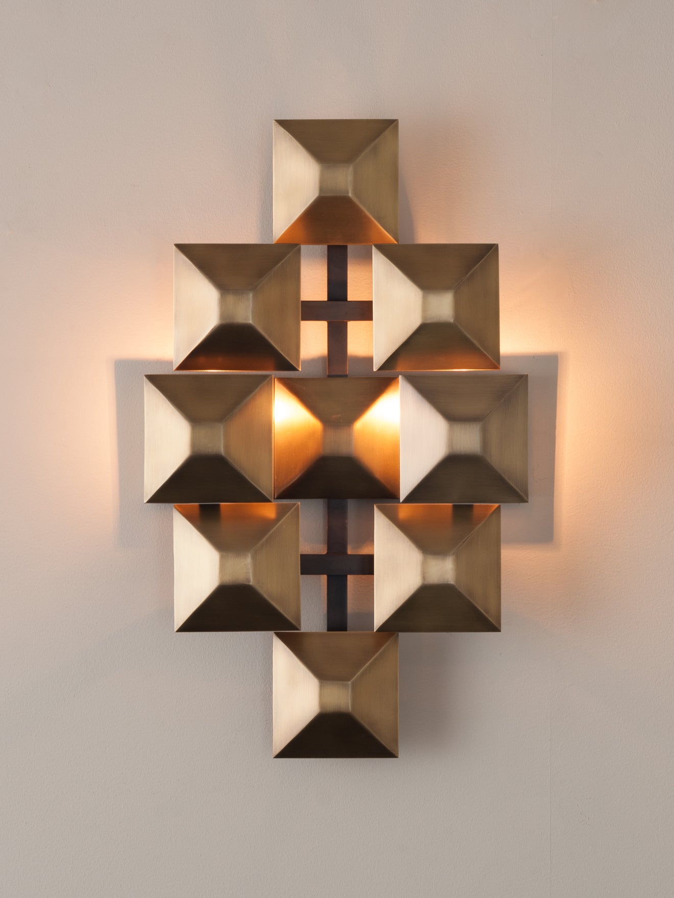 3-Squared Sconce, Brass
